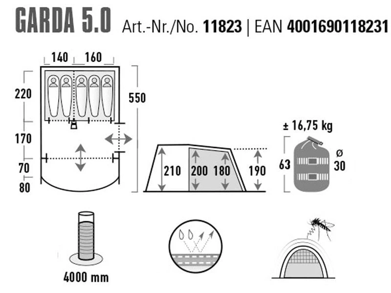 High Peak Garda 5.0 Tunneltent 6 High Peak Garda 5.0 Tunneltent - Afbeelding 4